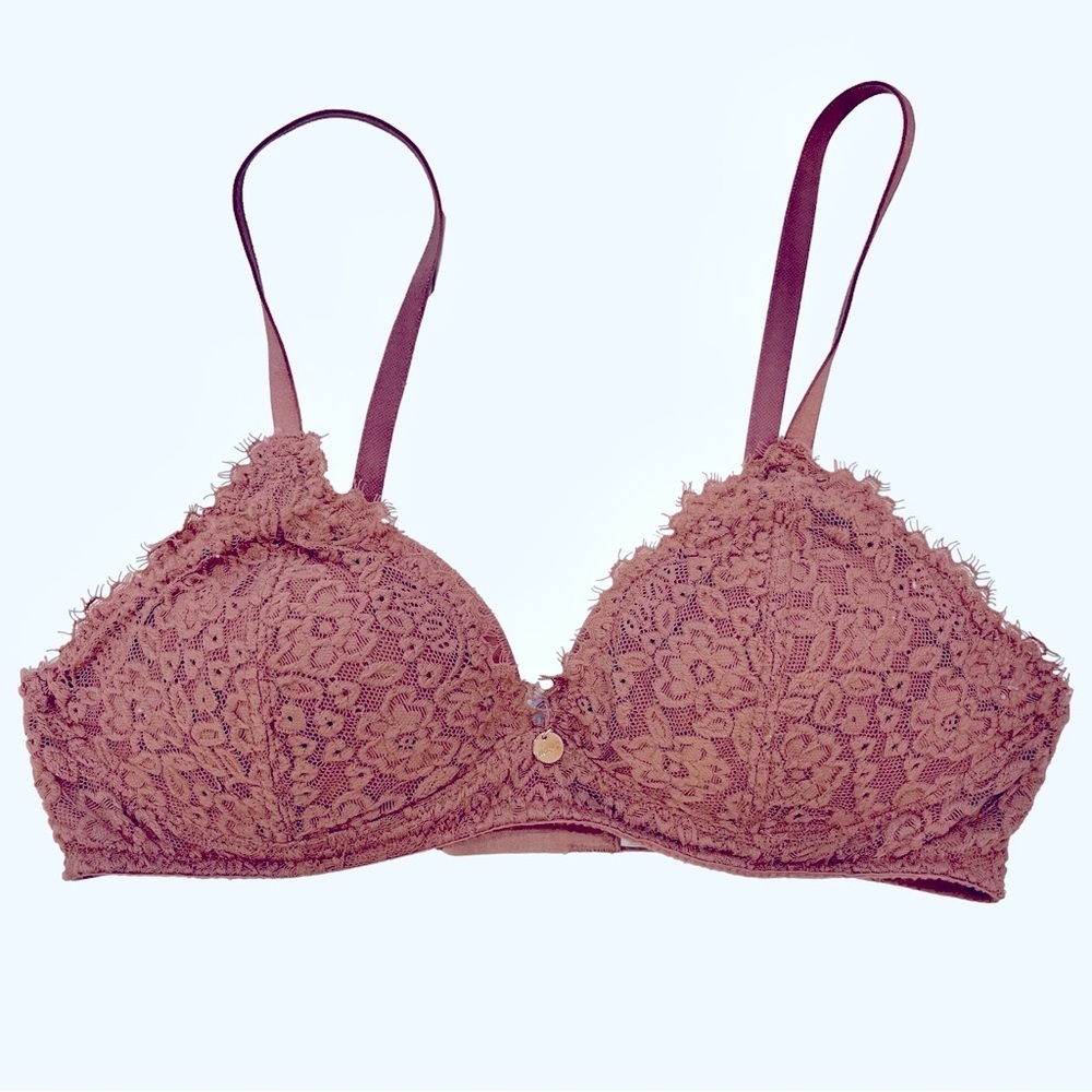 Aerie Mauve Wireless Push Up Lace Real Power Bra Size 32C - Picture 2 of 4